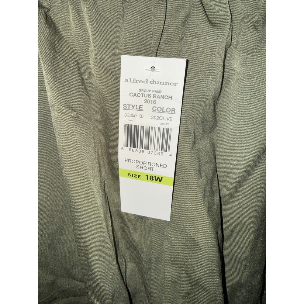 Alfred Dunner Classic Fit Pants Olive Green Cactus Ranch 18W Proportioned Short - Picture 3 of 6